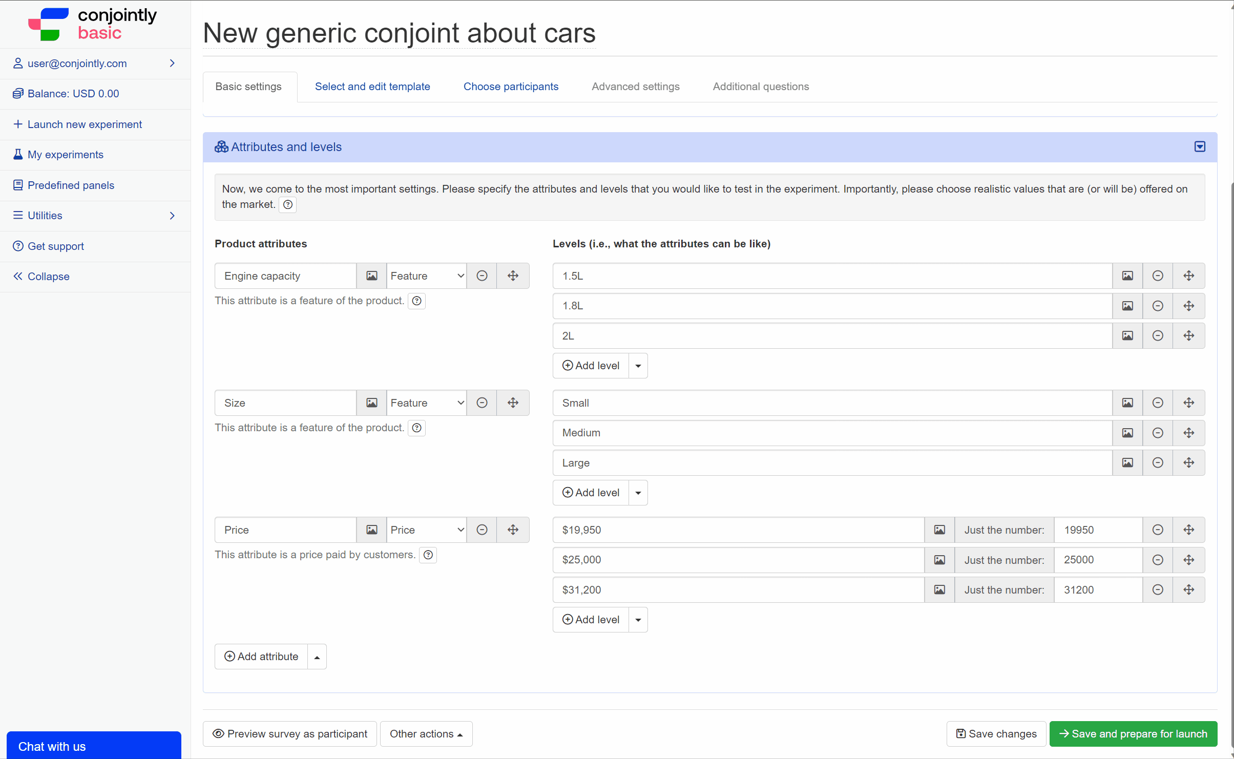 Uploading images for conjoint attributes and levels on Conjointly platform