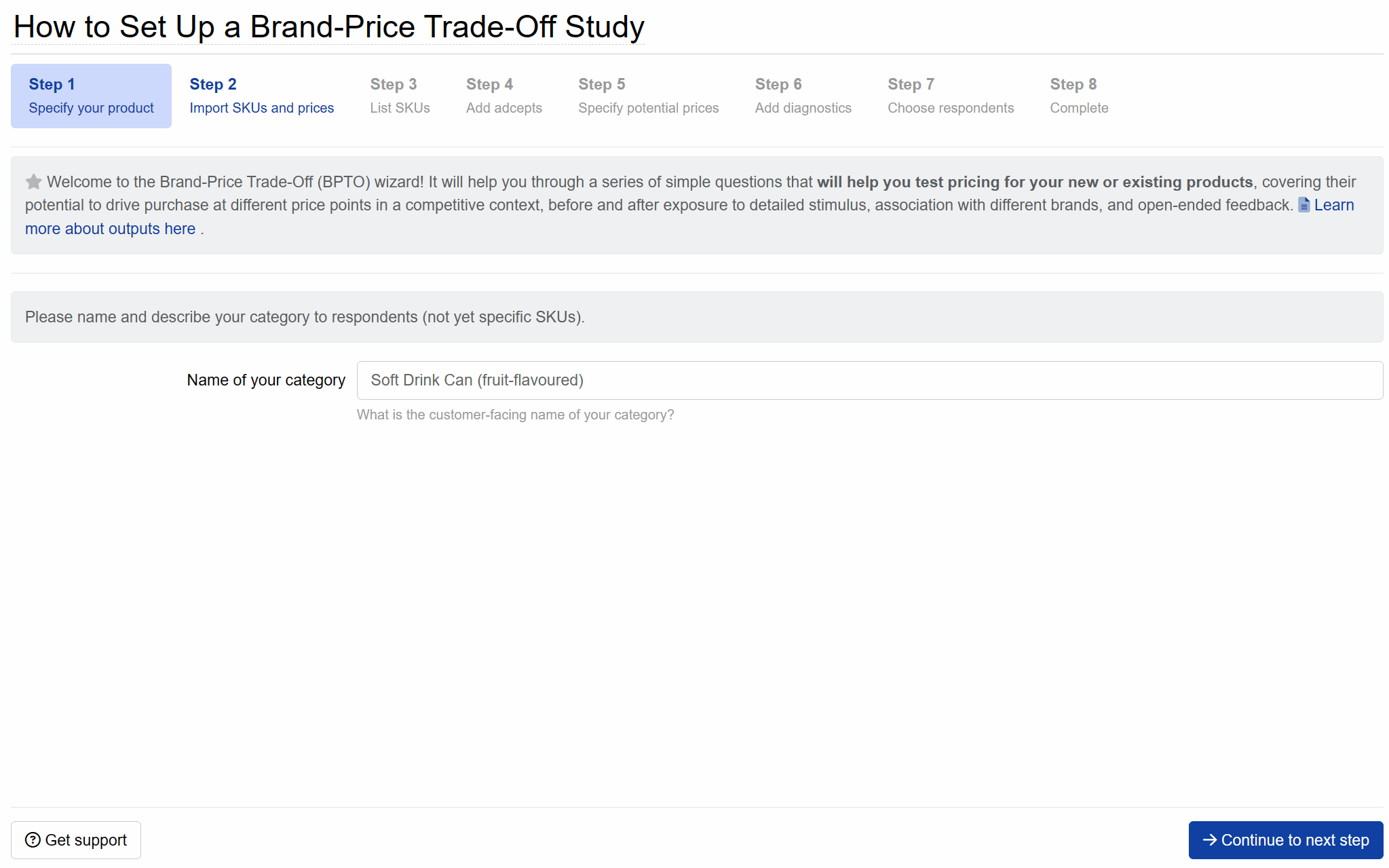 Brand-Price Trade-Off setup: Import SKUs and prices