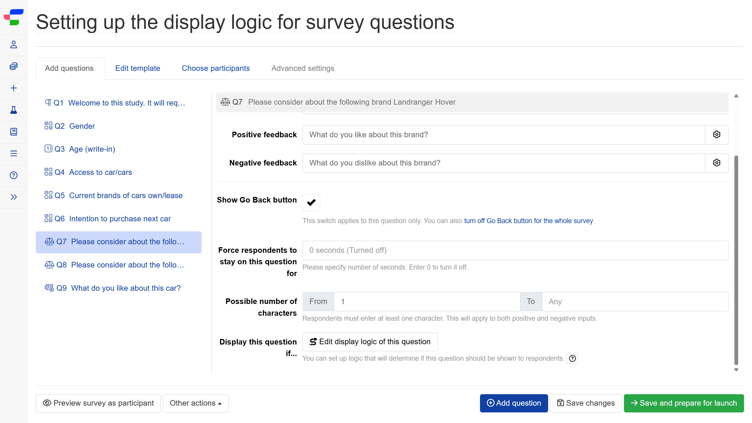 Add conditional logic to question based on previous answers