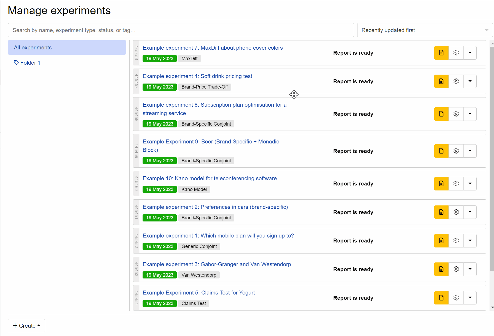 Assigning an experiment a tag