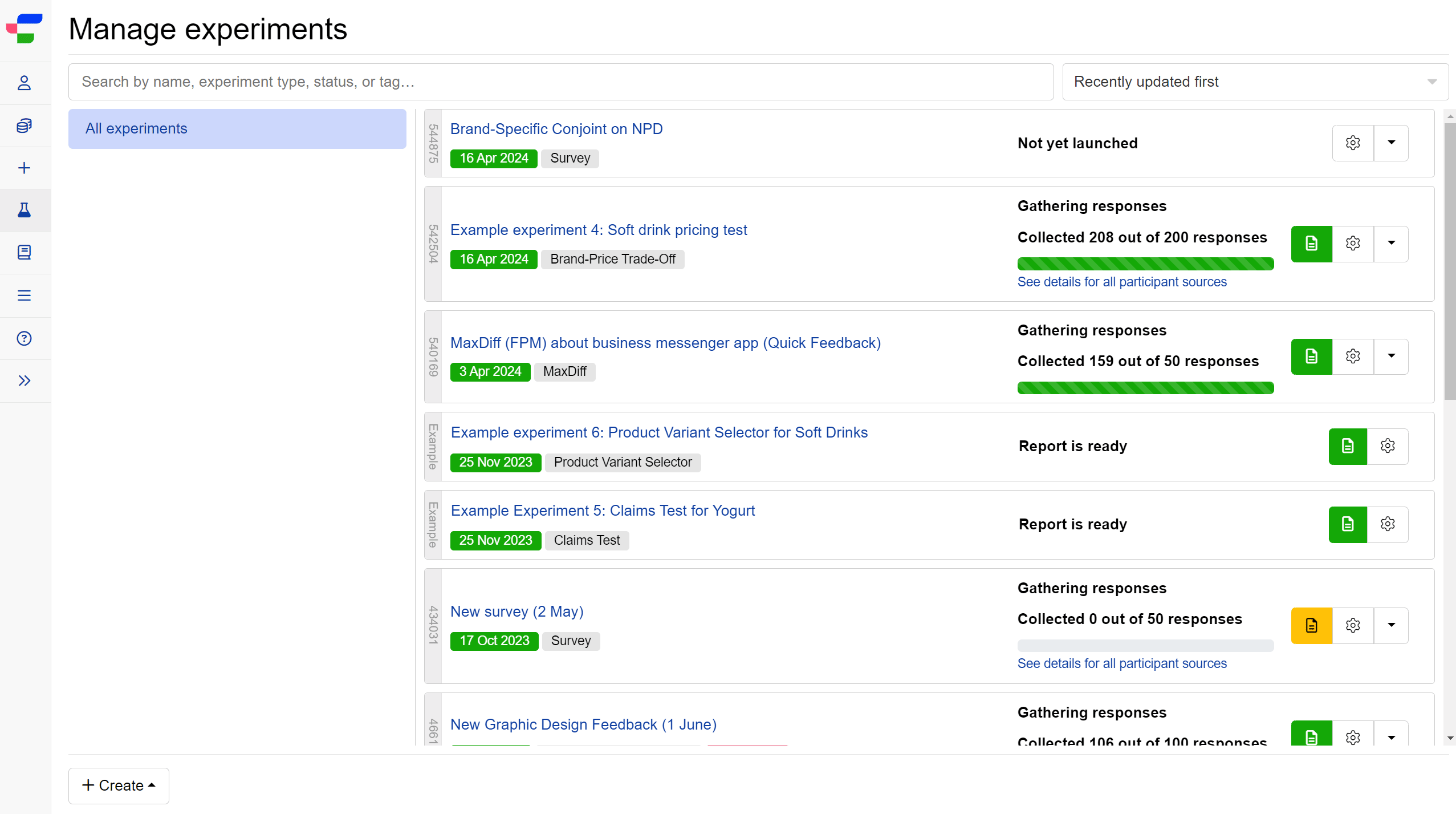 Sharing your survey report via My Experiments