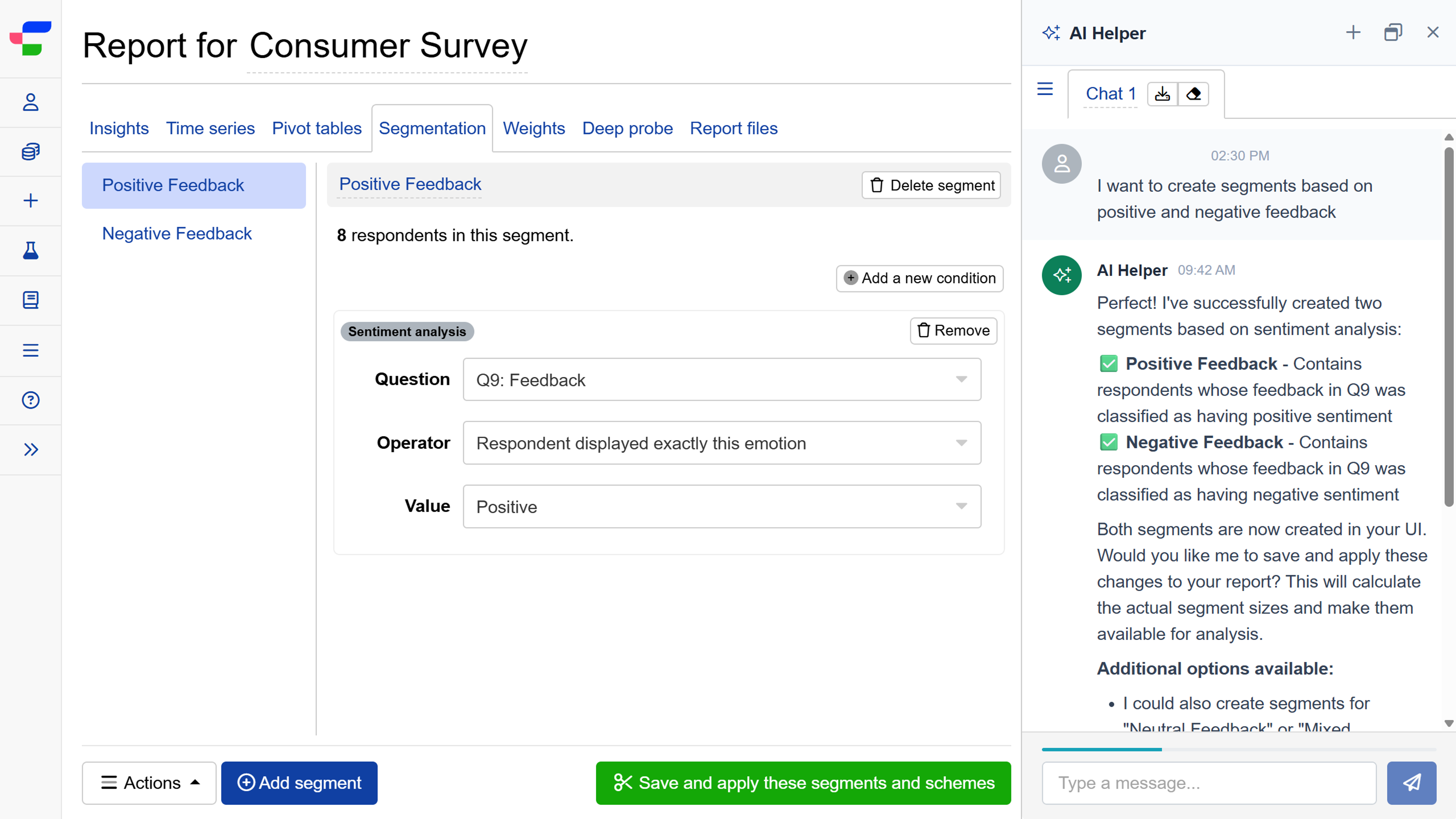Set up segmentation using the AI Helper