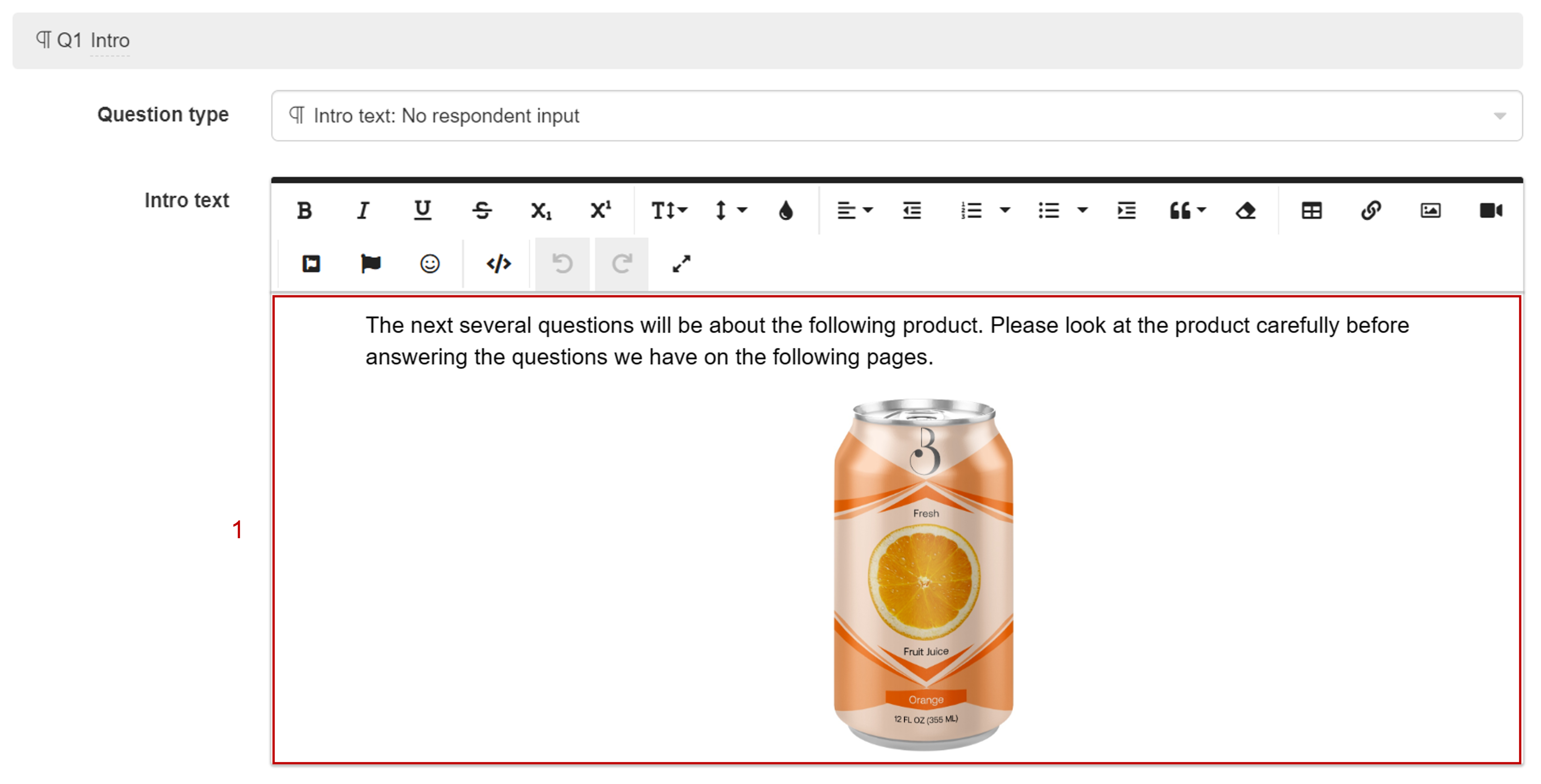 Intro text setup