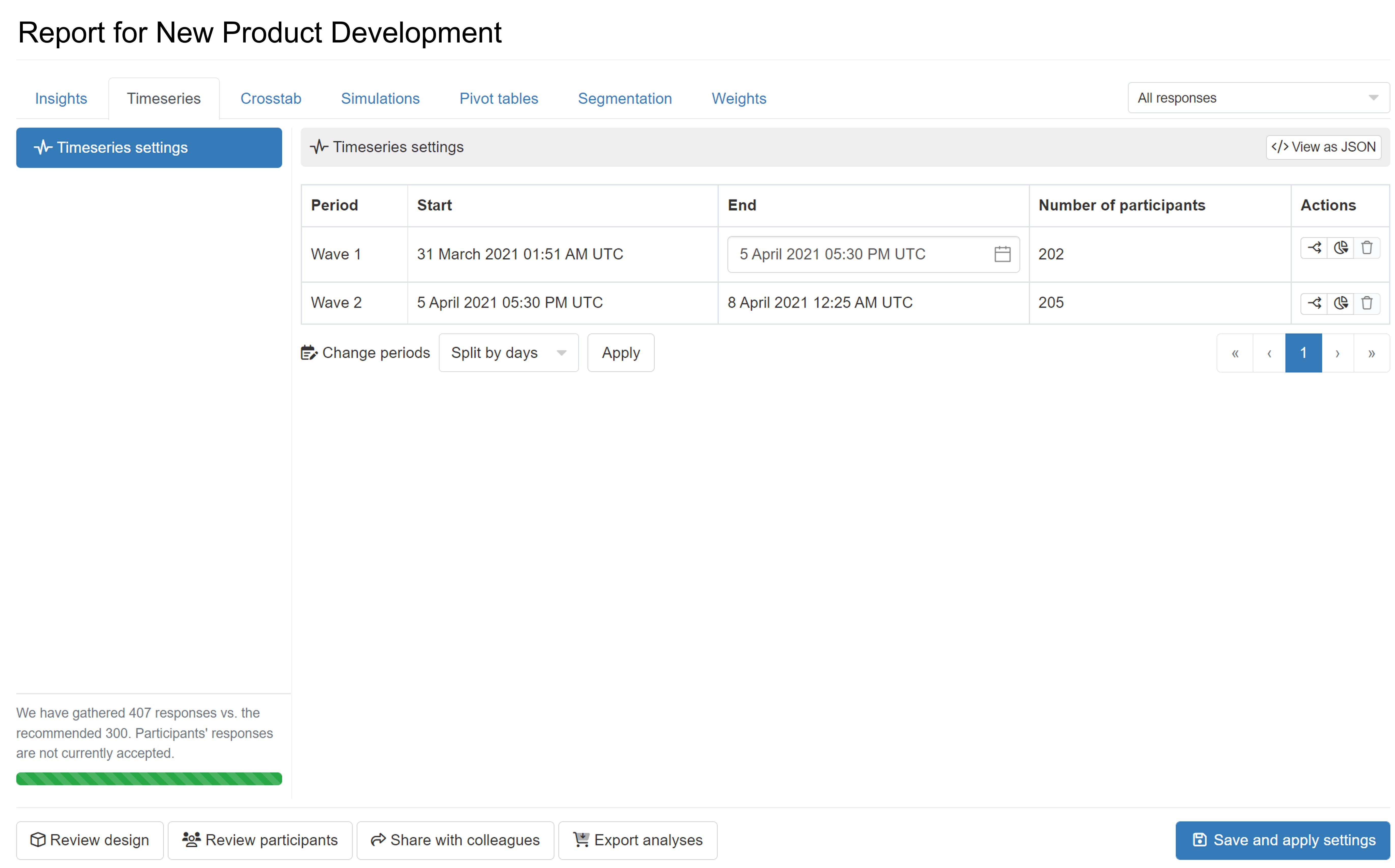 Timeseries setting by default Timeseries setting by default