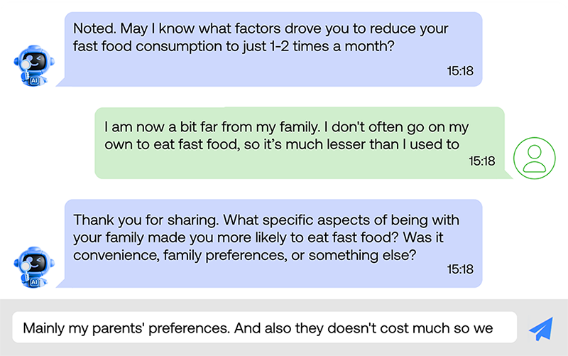 Conversational survey screen