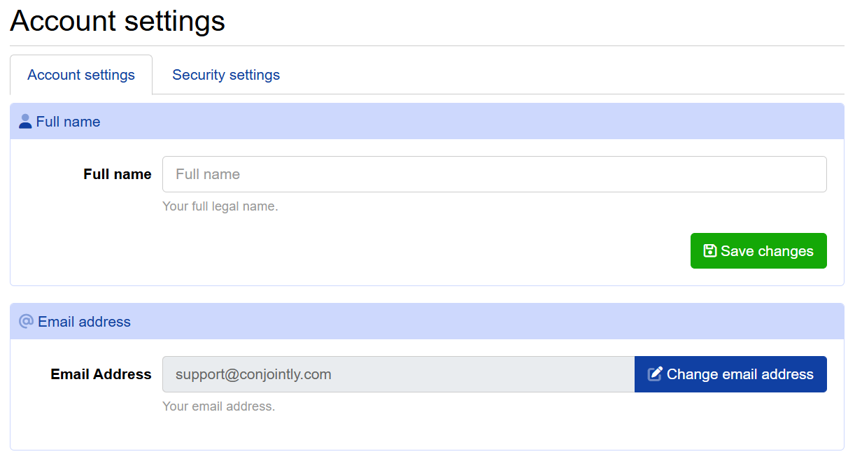 Changing account email address