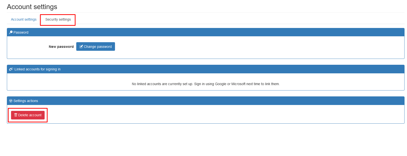 Conjointly account settings
