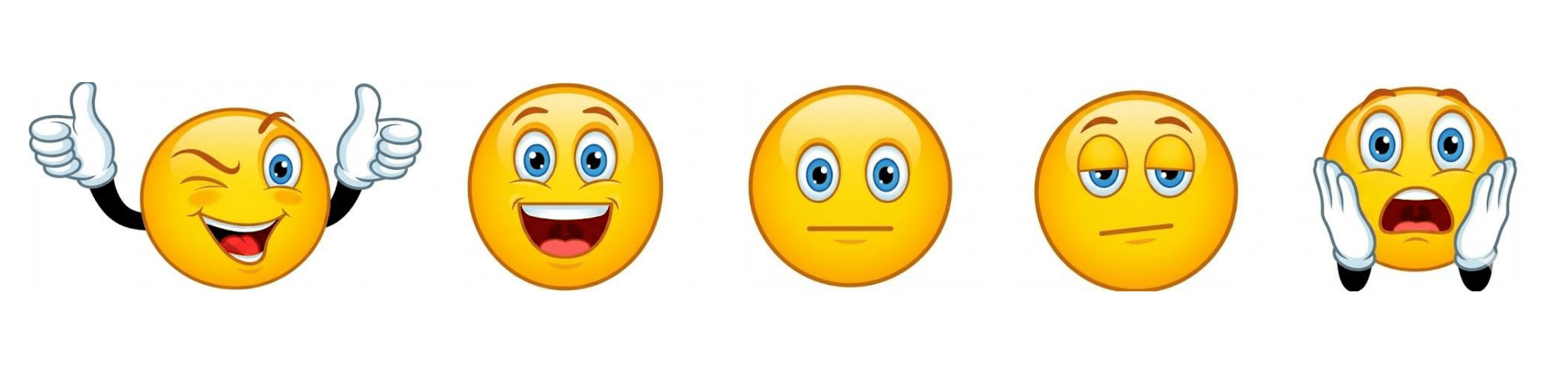 Five degrees of happiness smiley face scale