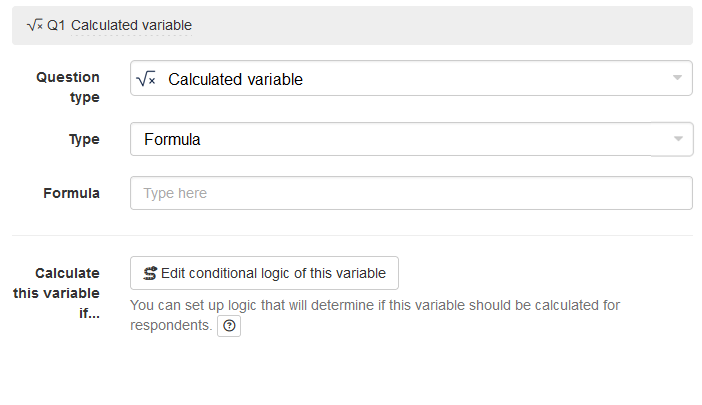 Calculated variable settings Calculated variable settings