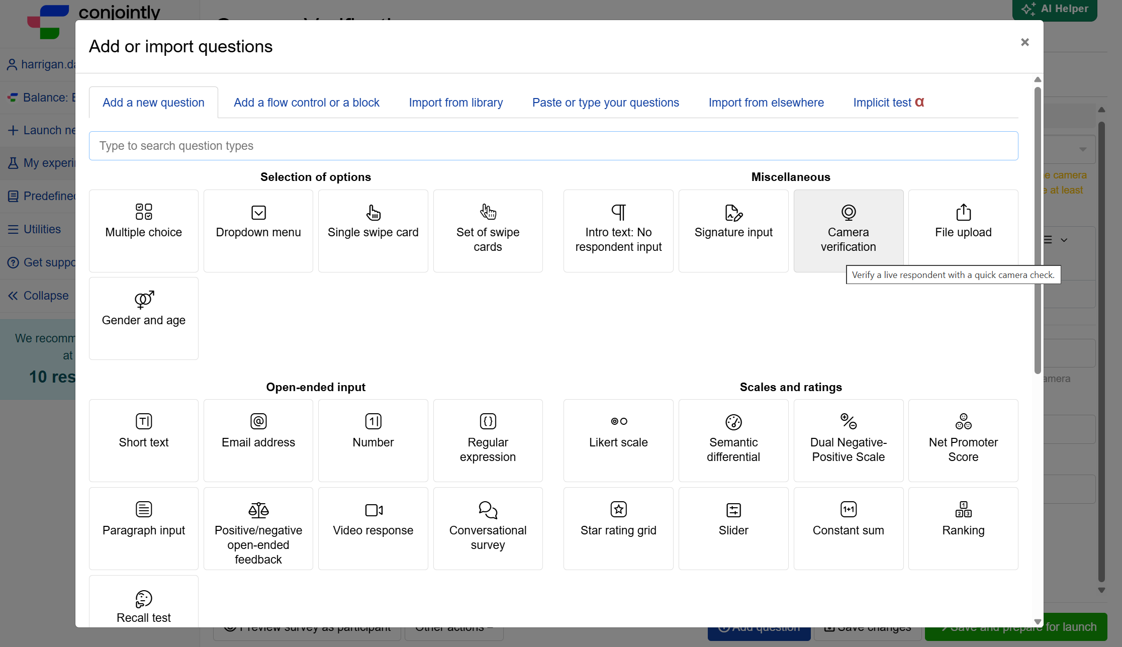 Selecting Camera verification under Miscellaneous Selecting Camera verification under Miscellaneous