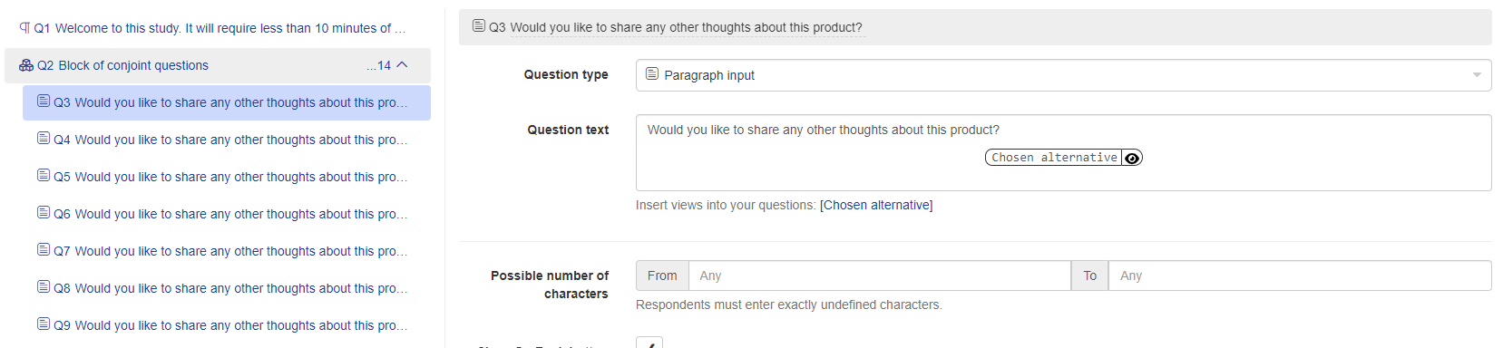 Make sure that these questions are shown after each conjoint set