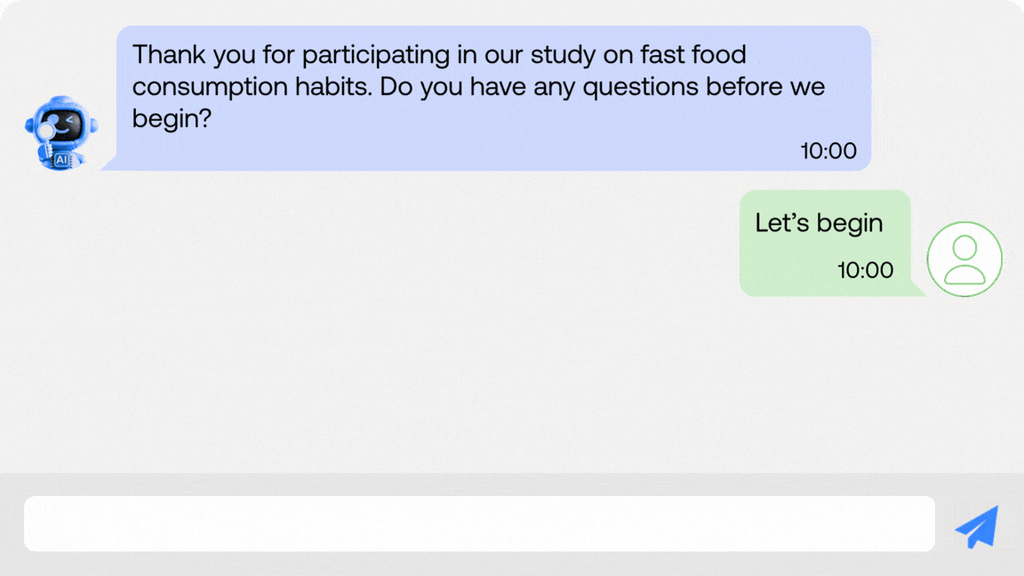 Conversational survey screen Conversational survey screen