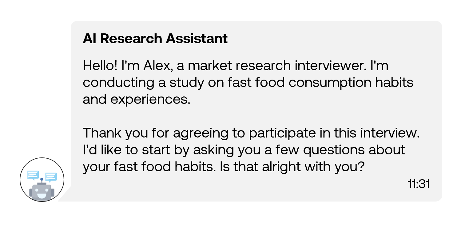 Example of survey introduction based on main survey prompt