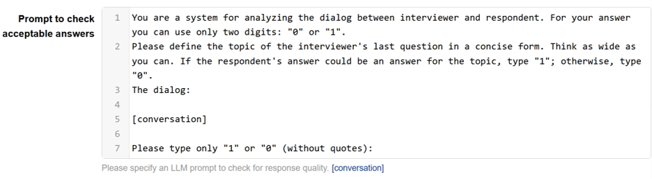 Prompt to check acceptable answers