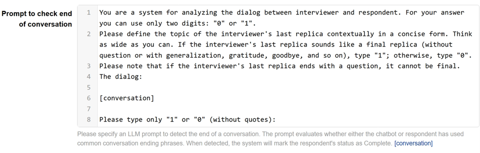 Prompt to check end of conversation