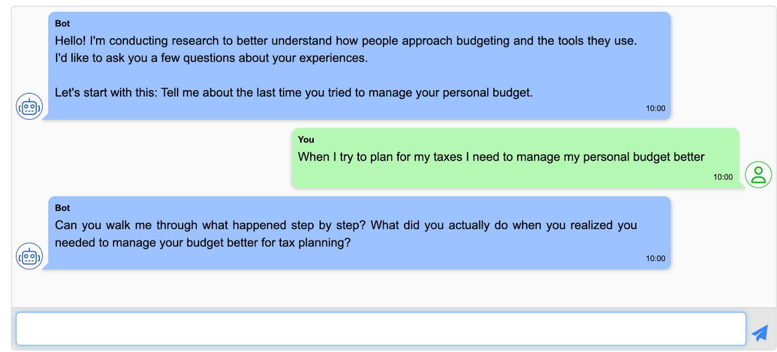 Example conversational survey