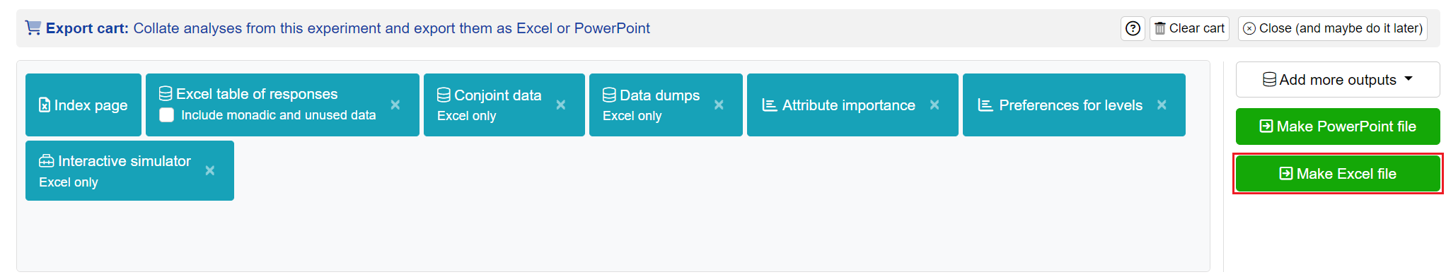 Export the Excel file