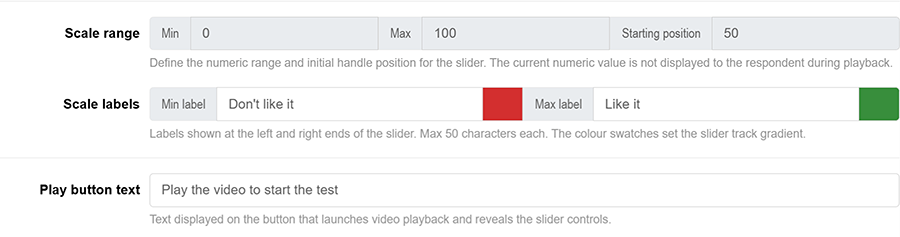 Configure the slider labels