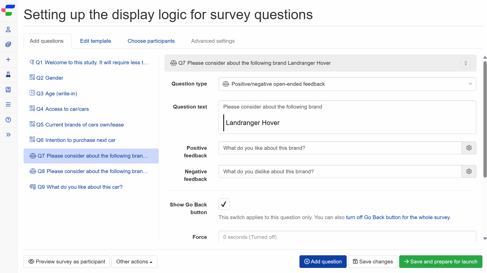 Add conditional logic to question