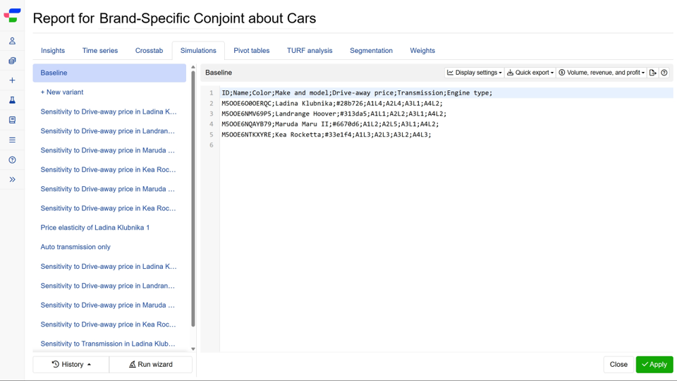 Edit and apply changes to simulator CSV