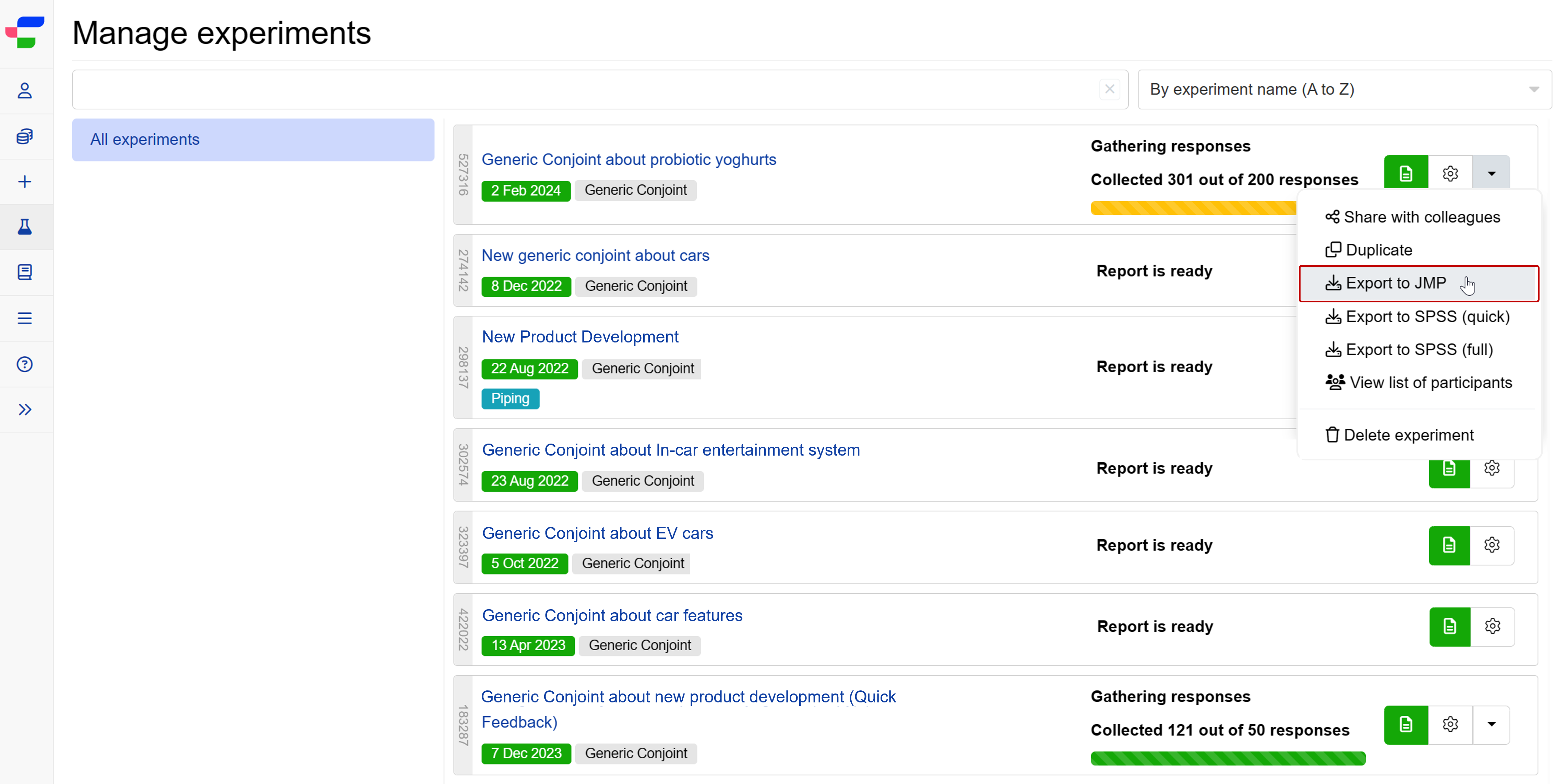 Exporting raw data from Conjointly report into JMP output