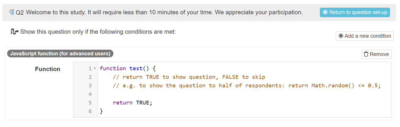 How to use JavaScript in display logic for questions on Conjoint.ly Sns-Brigh10