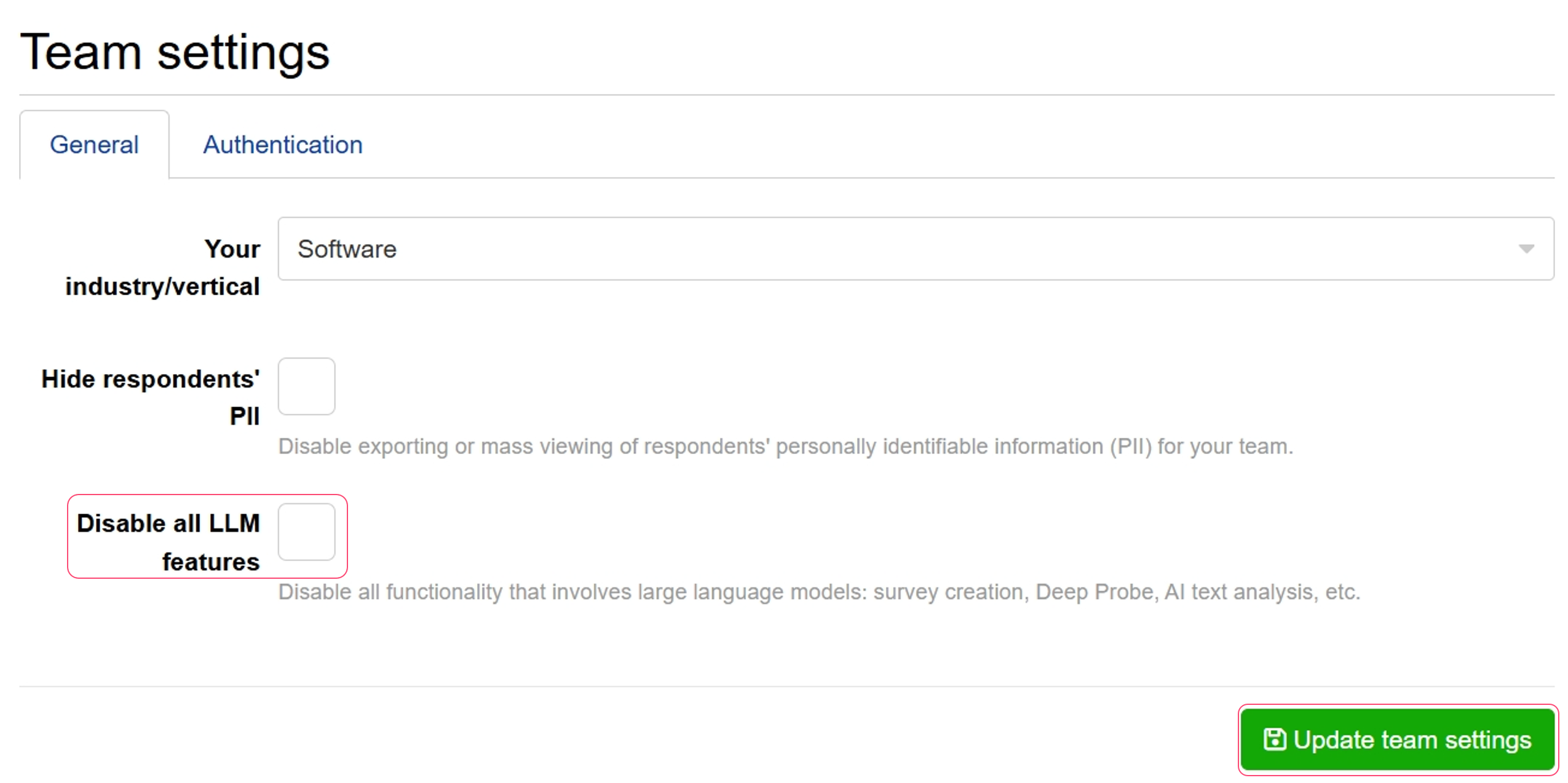 Disable all LLM features Disable all LLM features