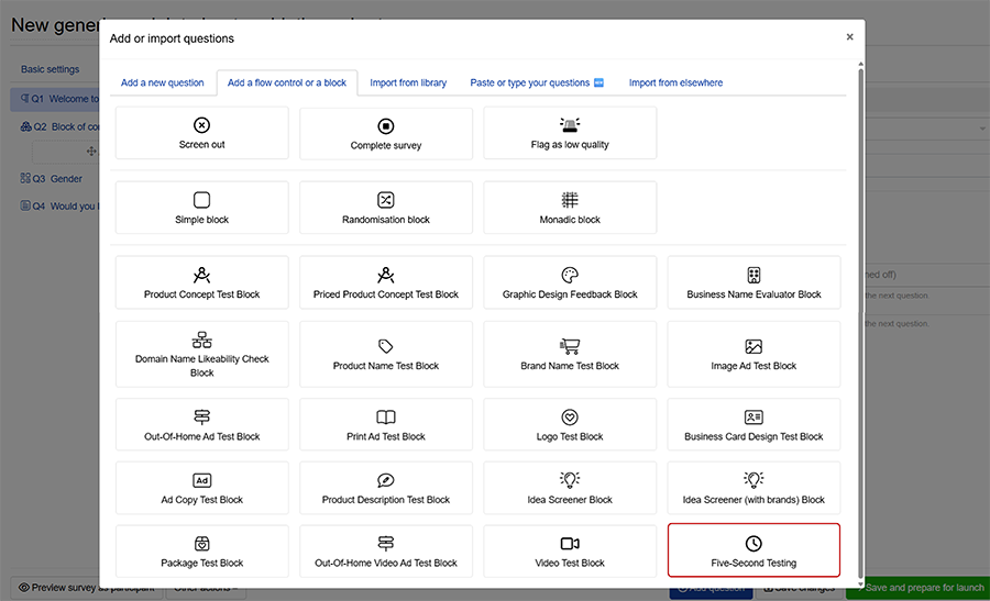 Select Five-Second Testing