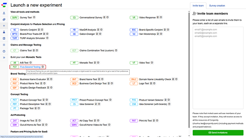 Select Five-Second Testing