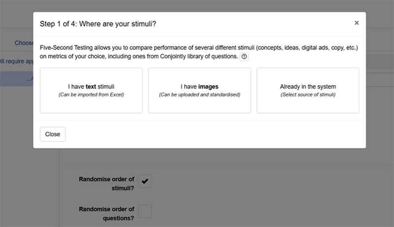 Choose your stimulus type