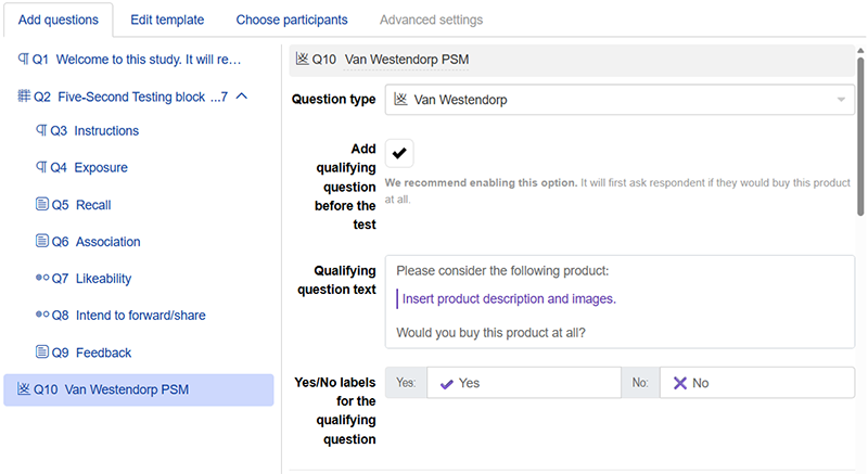 Adding questions to your test