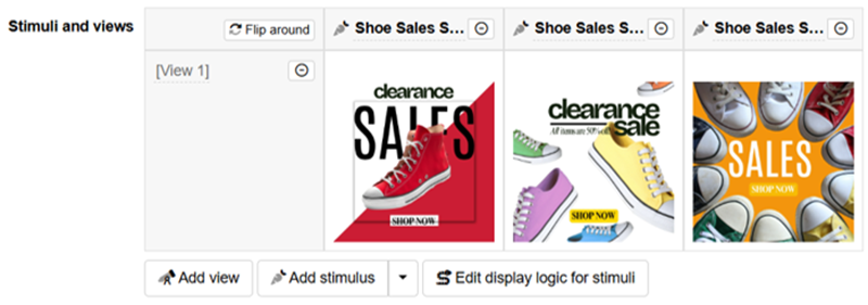 Add, remove, or modify the views for each stimulus