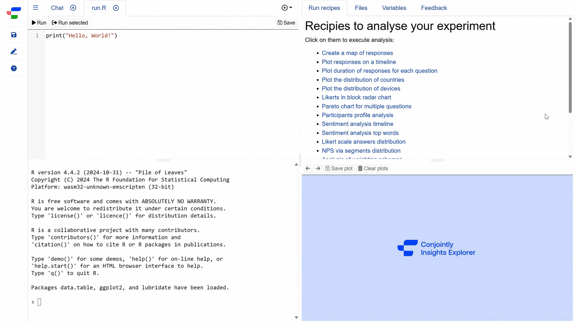 Exploring insights with recipes