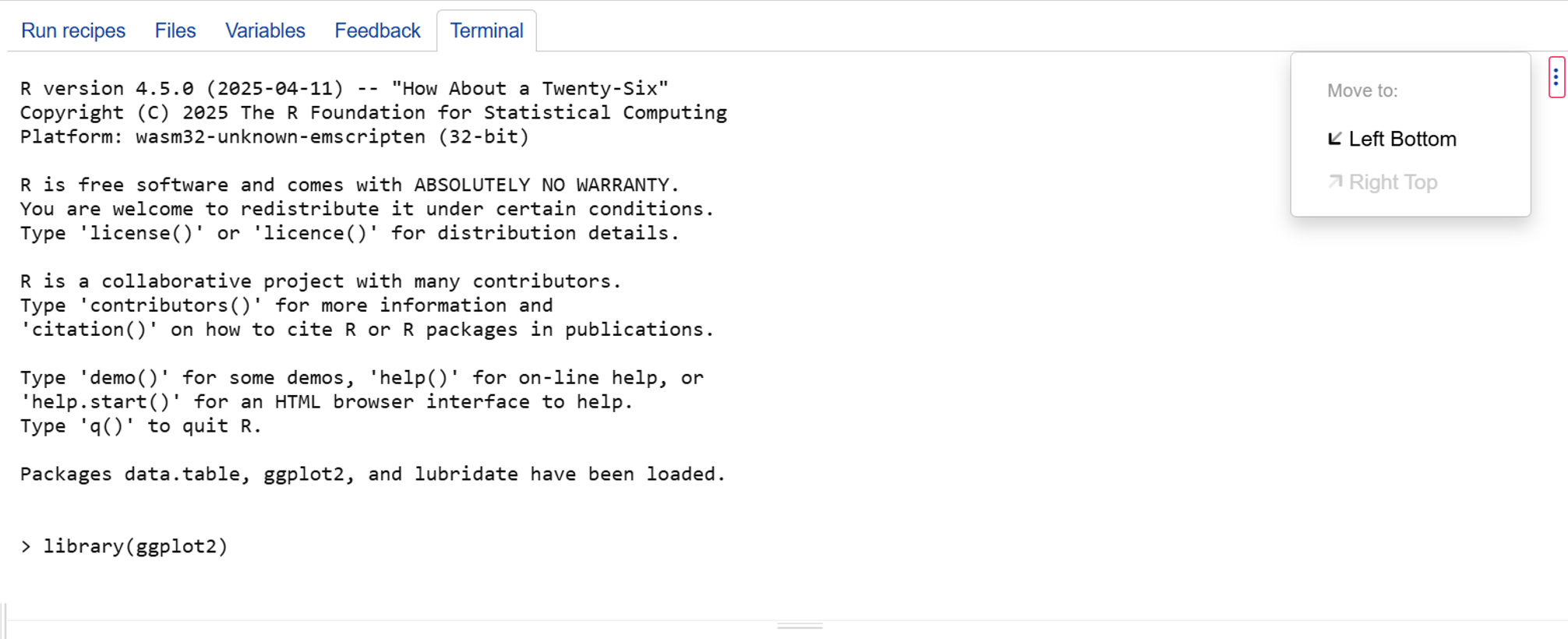 Example of running R code