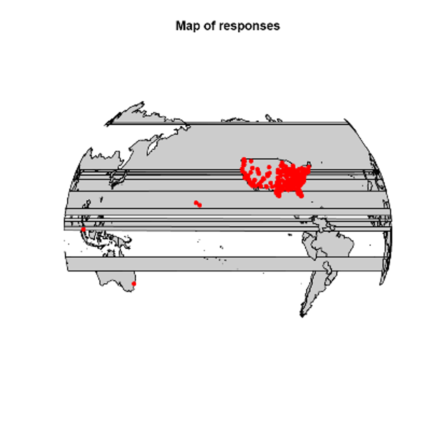 Example geographical map of response distribution