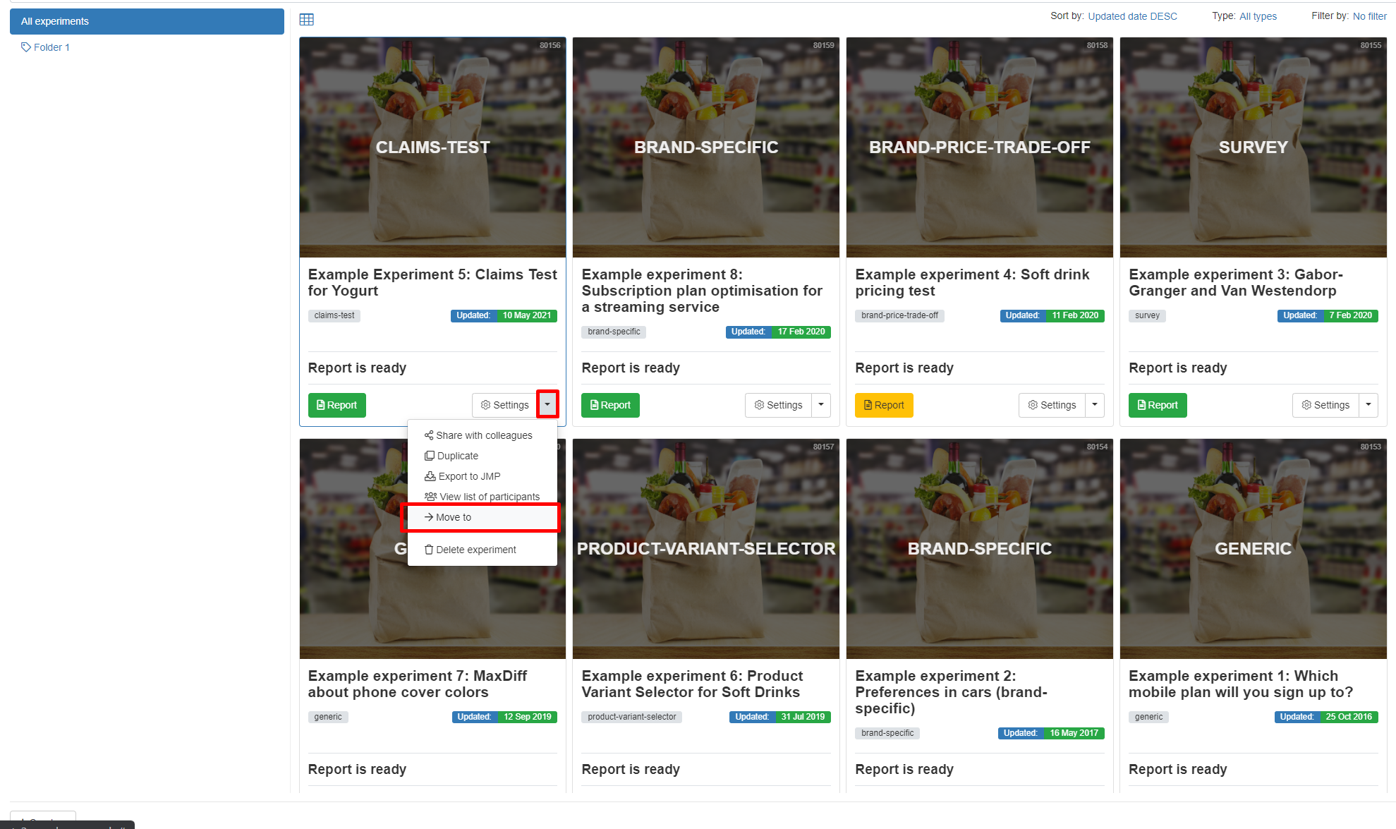 Assigning an experiment a tag Assigning an experiment a tag