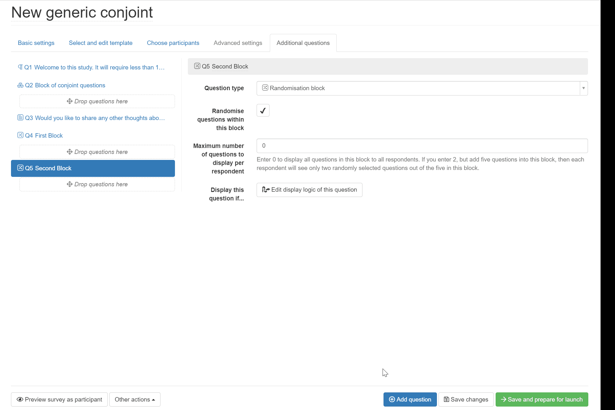 Nested randomisation blocks on Conjoint.ly Nested randomisation blocks on Conjoint.ly