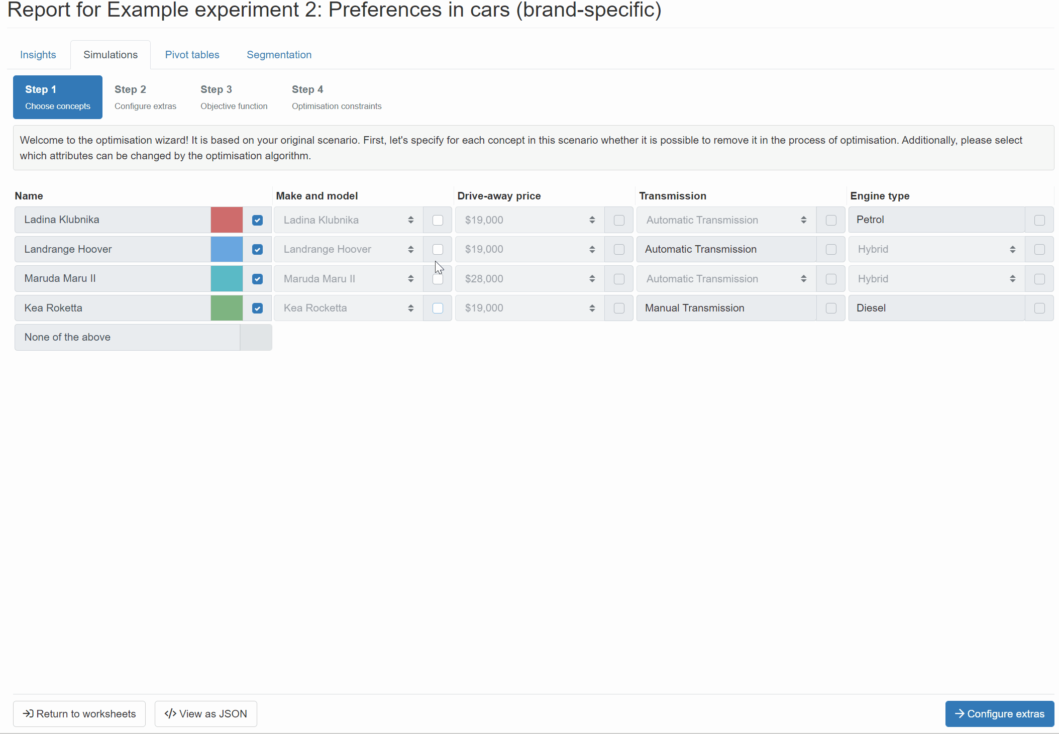 Optimisation in the Simulator Conjoint.ly
