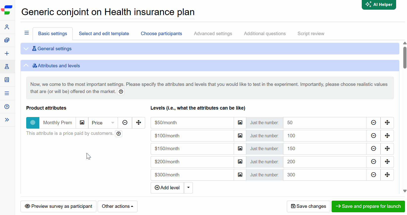 Configure the pinning and hint text from the attribute list