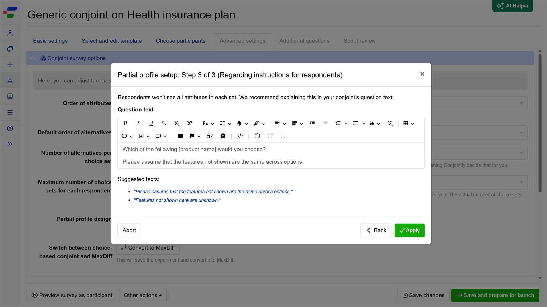 Include explanation in the question text