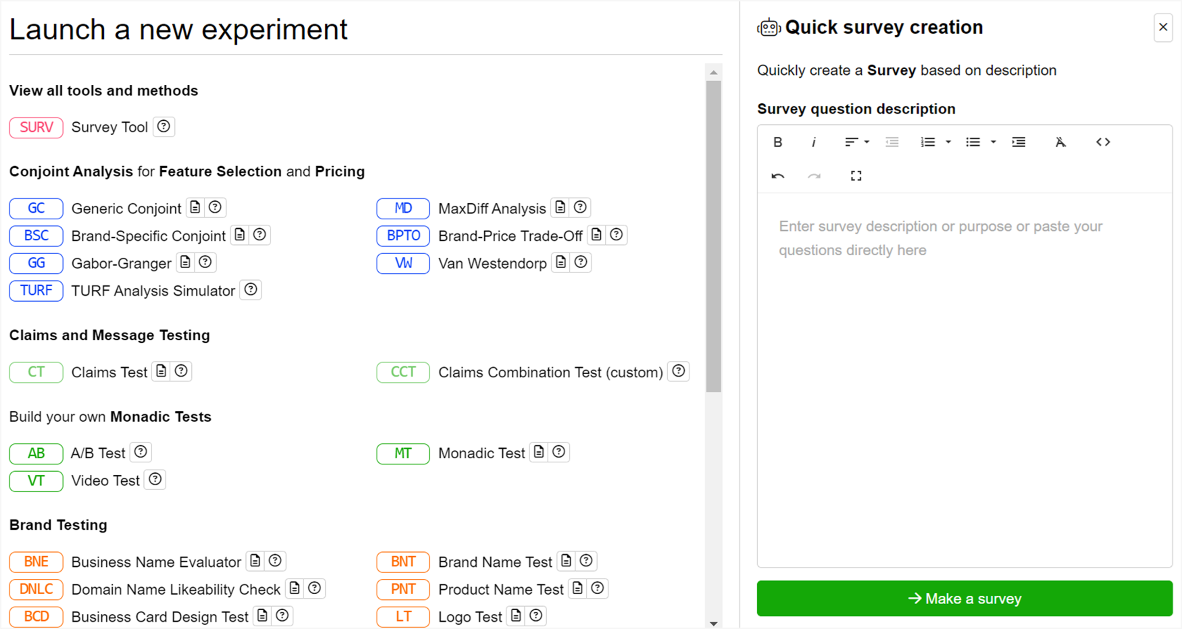 AI-based survey creation AI-based survey creation