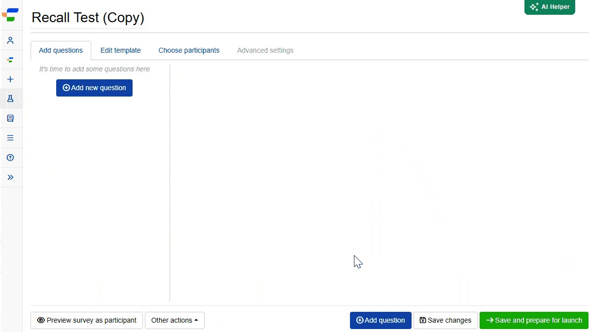 Add a Recall test question type from the question menu