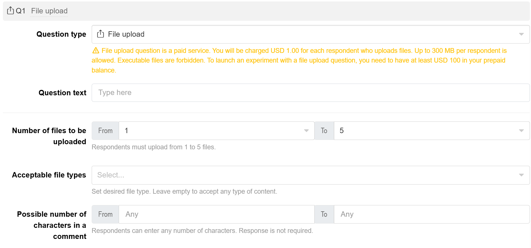 Setting up a File upload question Setting up a File upload question