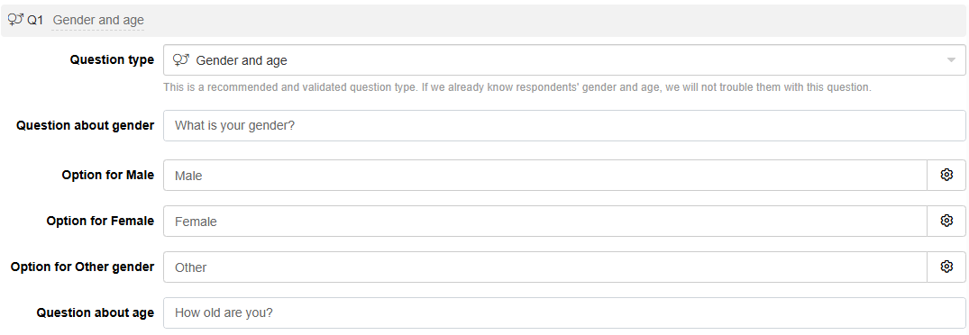 Edit gender and age question Edit gender and age question