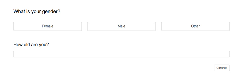 Respondent view of gender and age question