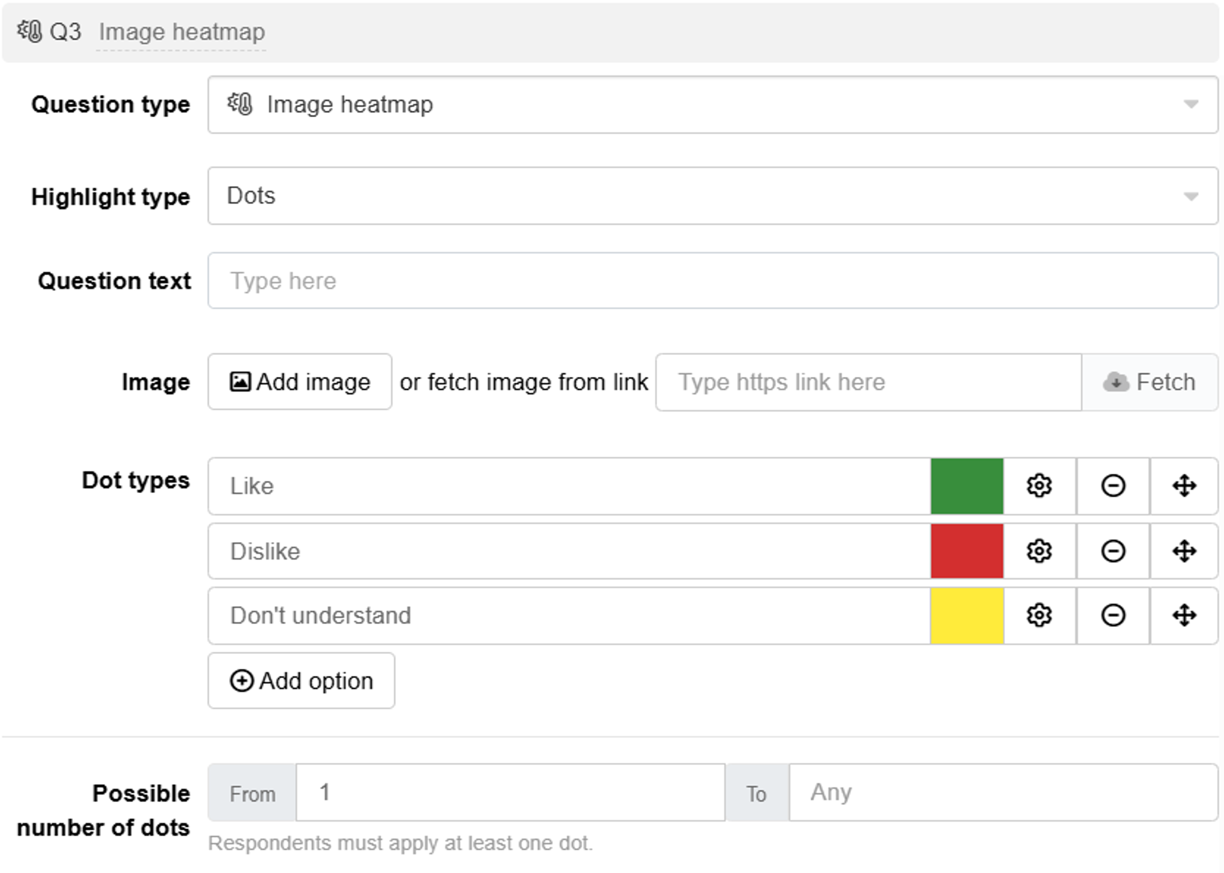 Image heatmap (dots) setup