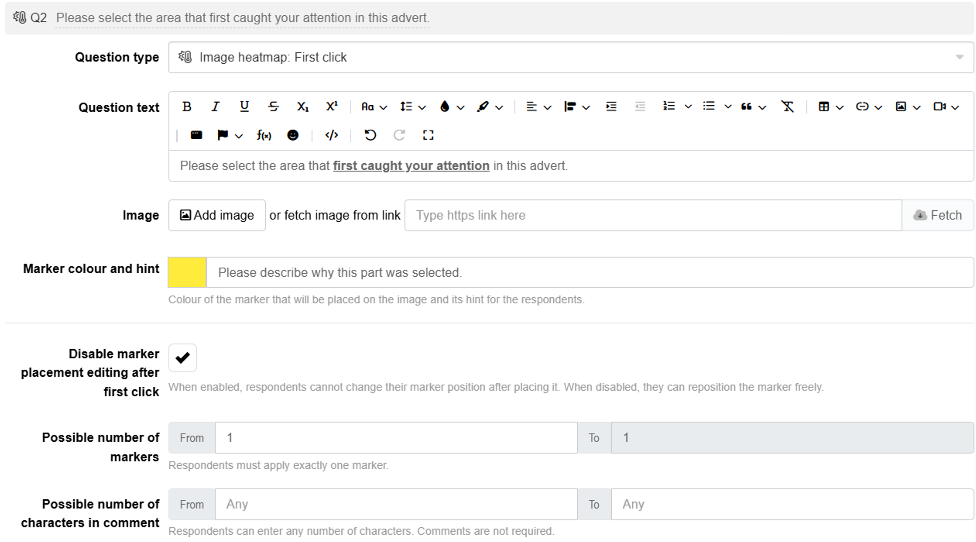 Add image heatmap question to survey