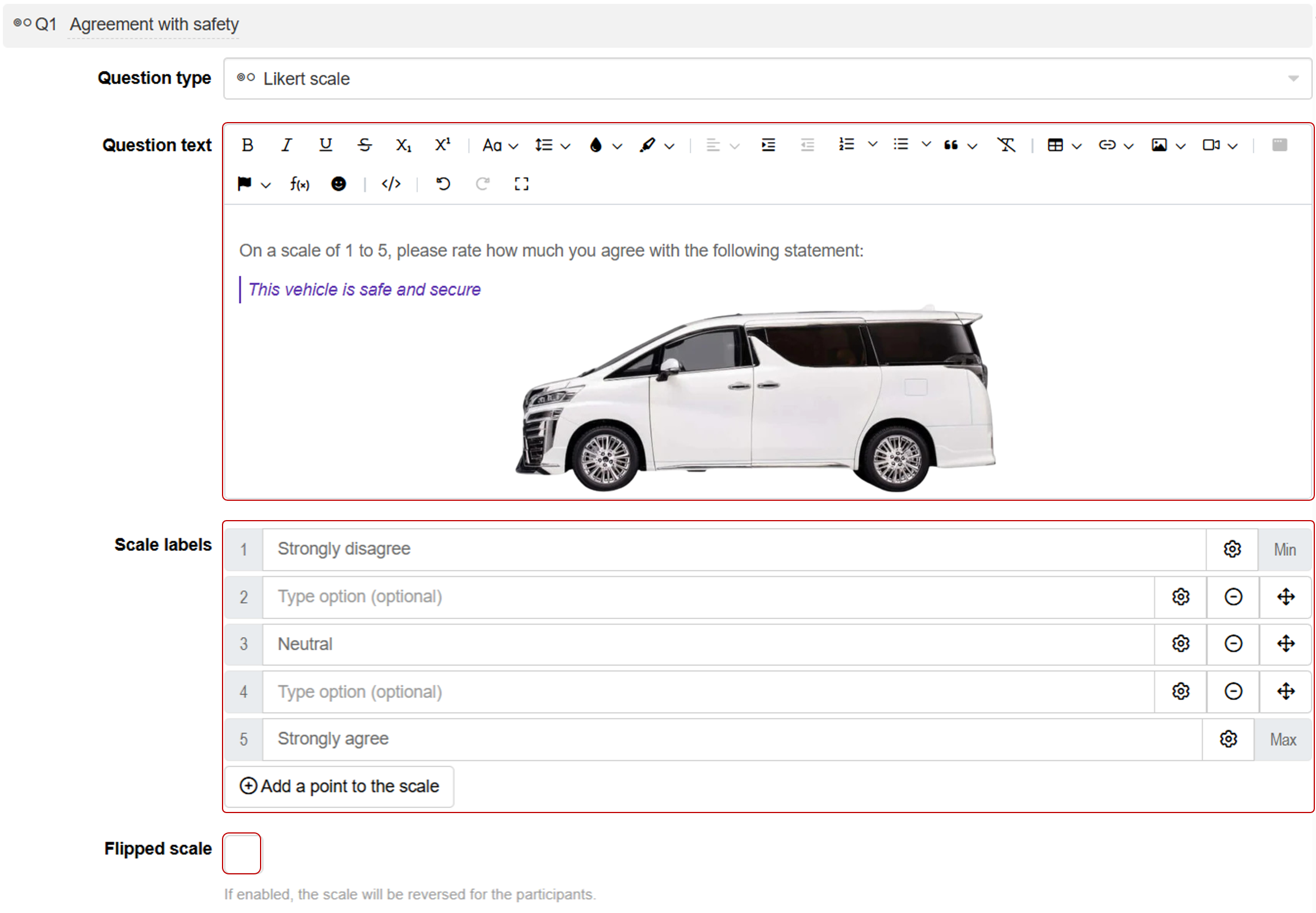 Likert scale question setup