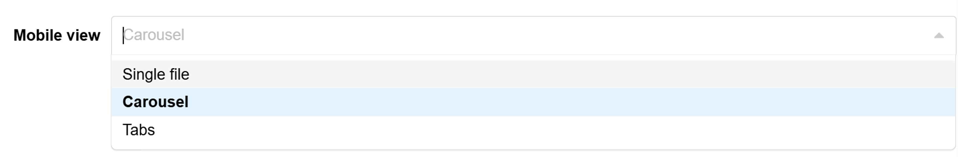 Mobile view settings Mobile view settings