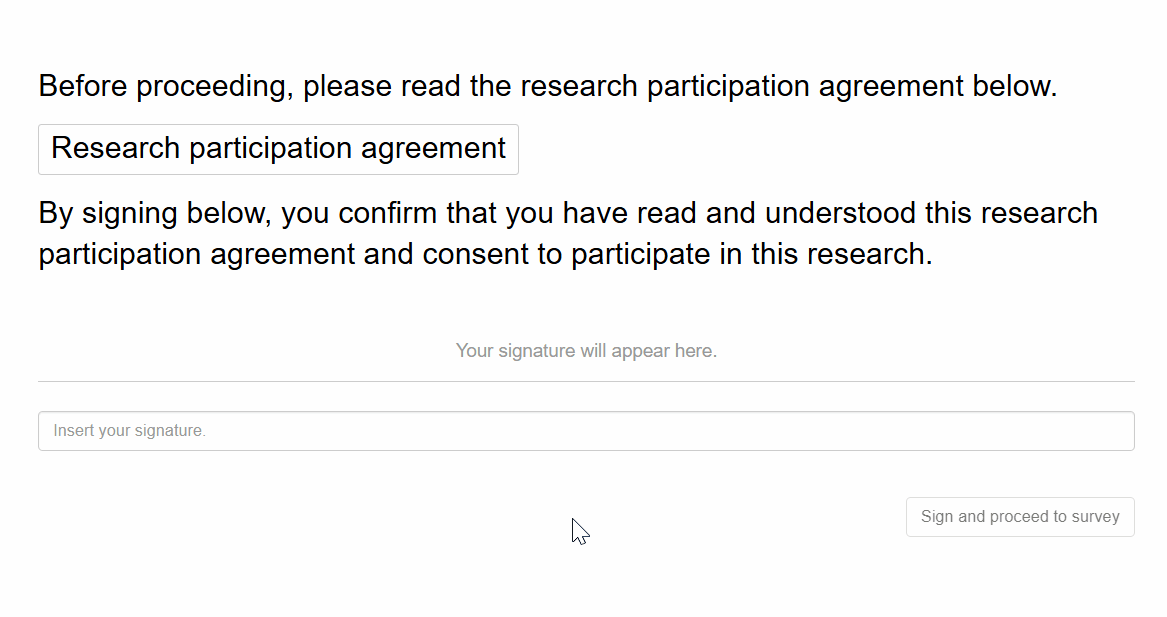 Respondent view of signature input question